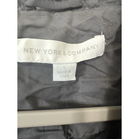 New York And Company Gray Tie Waist Lightweight Trench Coat Jacket Size Large - Picture 3 of 9